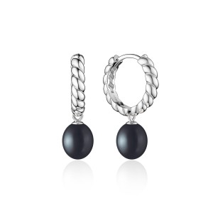 Cercei rotunzi argint cu perle naturale negre Twisted DiAmanti SK24341EL_B-G (Argint 925‰ 3,6 g.)